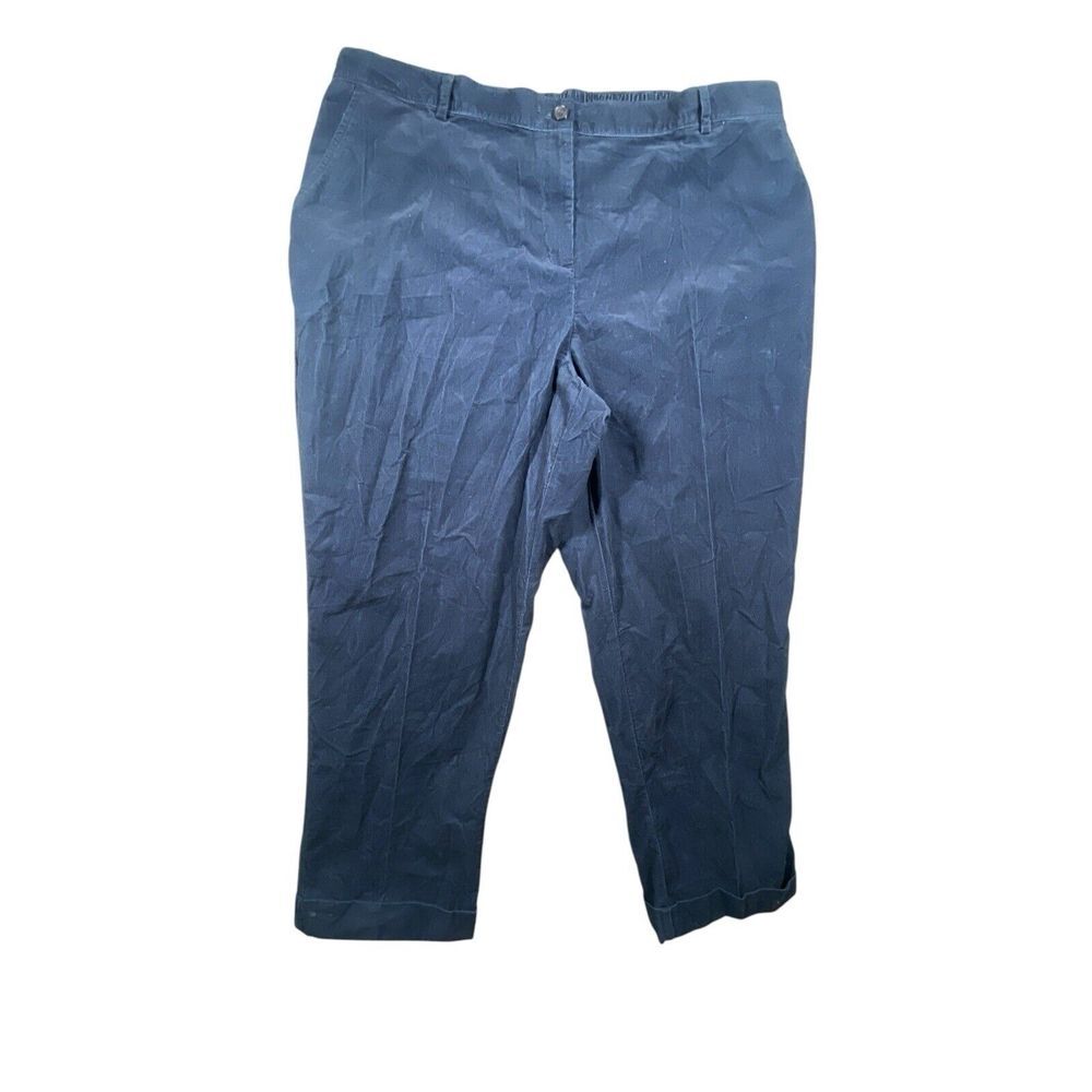 Lands' End Womens High Rise Straight Cuffed Leg Capri Pants in Blue Plus 22W/P